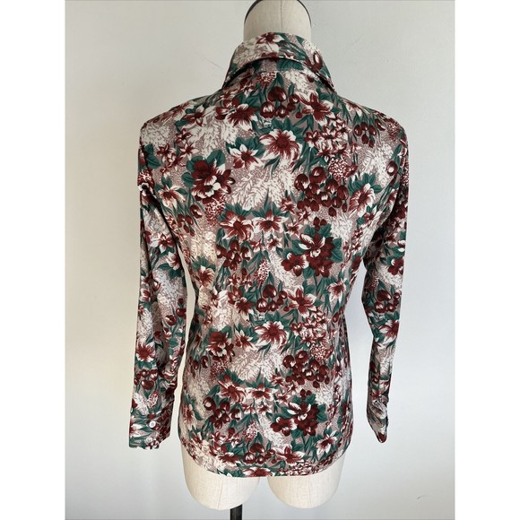 Cape Cod Match Mates Women's Size 12 Button Down Floral Shirt Blouse VTG 70s - Picture 8 of 12